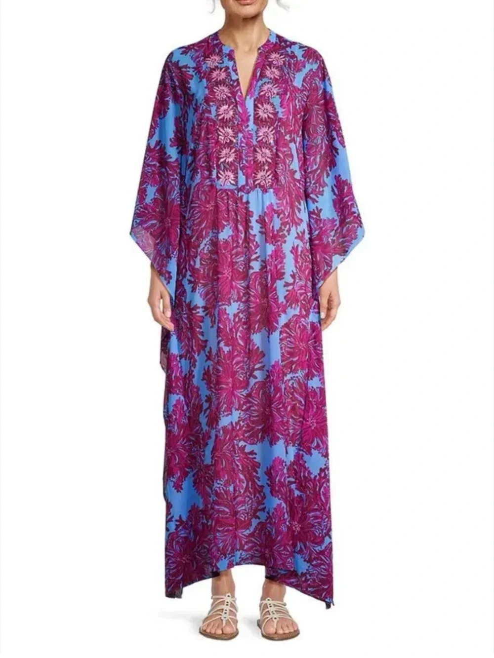 Lilly Pulitzer Julieta maxi caftan abaco blue feels like a shellebrity xxs-small - Picture 6 of 9